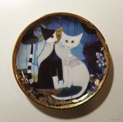 Блюдце сувенирное маленькое с котами Rosina Wachtmeister