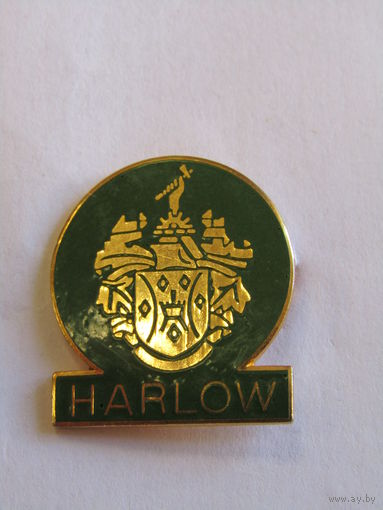 Значок. Знак. "Harlow". "Харлоу". Англия. Великобритания. м