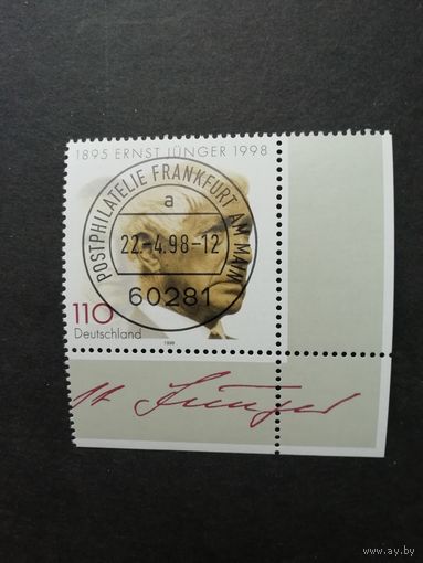 Германия. 1998 Марка "Писатель Эрнст Юнгер" (гашеная с клеем) Mi.1984 каталог 1.00 евро