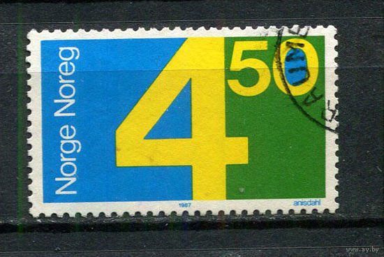 Норвегия - 1987 - Цифры 4,50Kr - [Mi.962] - 1 марка. Гашеная.  (Лот 35HE)-T41P2