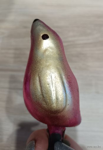 Елочные игрушки стекло, птичка на прищепке, птица