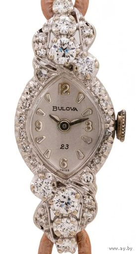 Часы золотые с бриллиантами Lady Bulova Швейцария