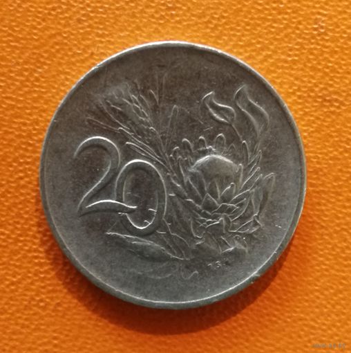 ЮАР 20 центов 1965 г., надпись на африкаанс - "SUID-AFRIKA", KM# 69.2