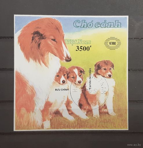Распродажа с 1 рубля! Фауна. Вьетнам. 1990 год. Собаки (блок, беззубцовка)