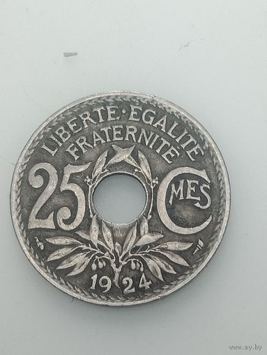 Франция 25 сантимов 1924 года .