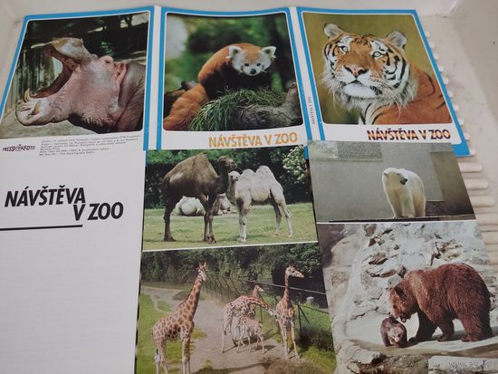 Набор из 17  больших (13х18см) открыток Пражского зоопарка "Navsteva v zoo"