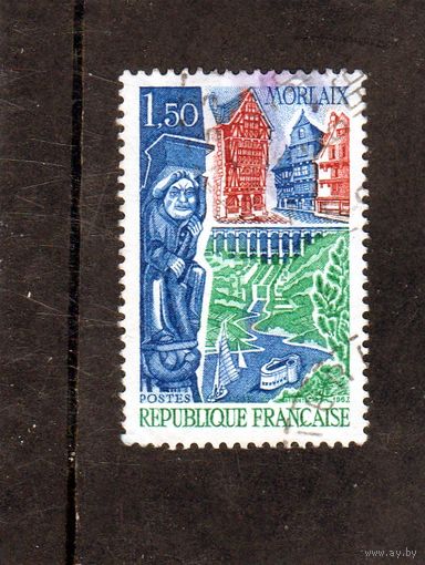 Франция.Ми-1505. Морле.Корабль. Дом . Серия: туризм.1967.