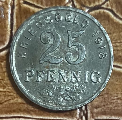 Монеты 25 пфеннигов 1918 год. Районы Бохум, Гельзенкирхен и Хаттинген. Веймарская республика.