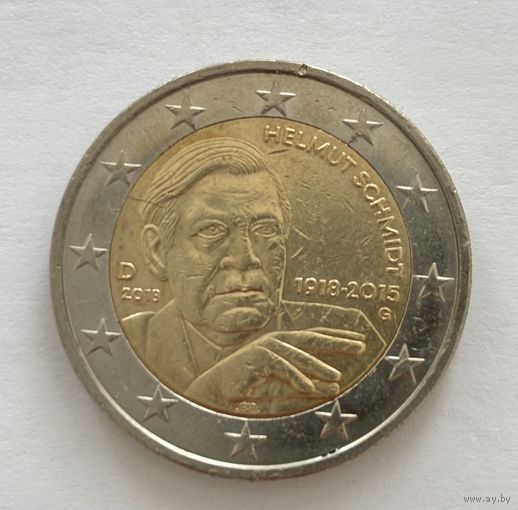 2 евро Германия 2018 100лет со дня рождения Гельмута Шмидта G