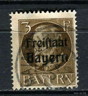 Бавария в составе Веймарской республики - 1919/1920 - Надпечатка Freistaat Bayern 3Pf - [Mi.152A] - 1 марка. Гашеная.  (Лот 145CB)