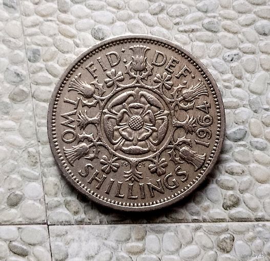 2 шиллинга ( флорин) 1964 года Великобритания. Королева Елизавета 2.