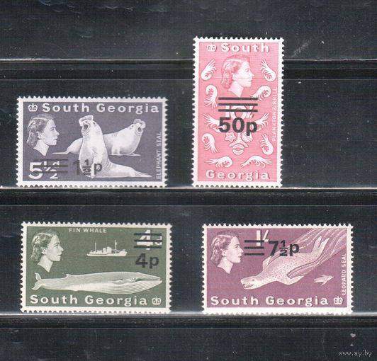 Южная Георгия-1971(Мих.28-38) , ** , Морская Фауна, Надп.