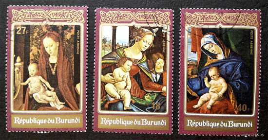 Бурунди 1972 г. Рождество. Религия. Живопись. Праздники. Авиапочта, полная серия из 3 марок #0099-И1P22