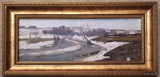 Азгур (Горелова) Г.Г. - "Весенние настроение", 1947 г.  К/М 13х33,5 см.