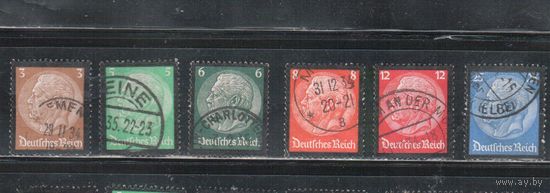 Германия(Рейх)-1934,(Мих.548-553) гаш. ,  Стандарт, Президент Гинденбург, Траурный выпуск(полная серия)