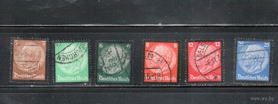 Германия(Рейх)-1934,(Мих.548-553) гаш. ,  Стандарт, Президент Гинденбург, Траурный выпуск(полная серия)