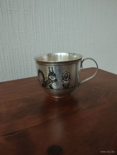 Чашка детская, серебро 875-я проба. Россия.