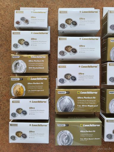 Капсулы для золотых монет НБРБ Leuchtturm Ultra 25 мм * 10 штук! Целая упаковка! Германия, Лёйхтурм, Leuchtturm! ВОЗМОЖЕН ОБМЕН!