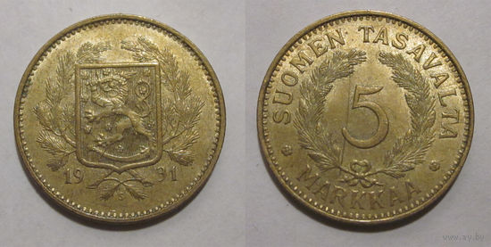 Финляндия - 5 марок 1931 XF