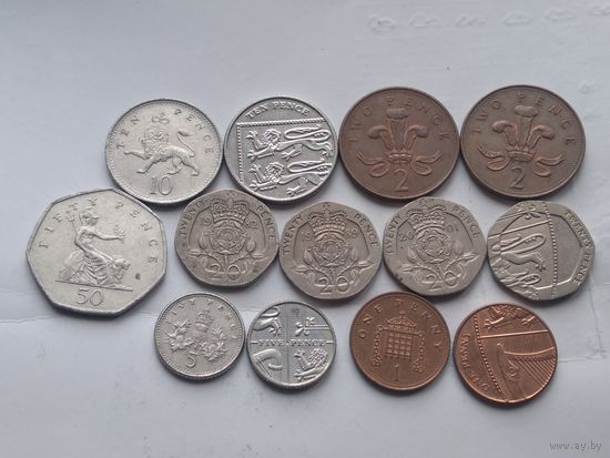 Великобритания. Елизавета II. 13 монет без повторов