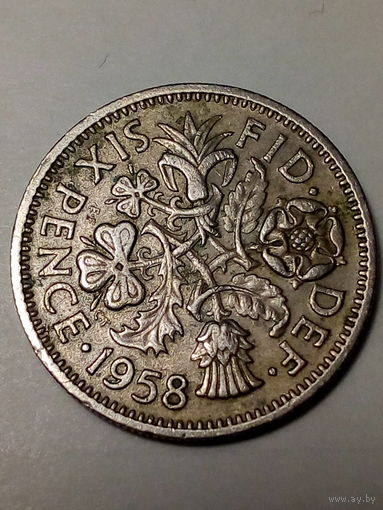 6 пенсов Великобритания 1958 год