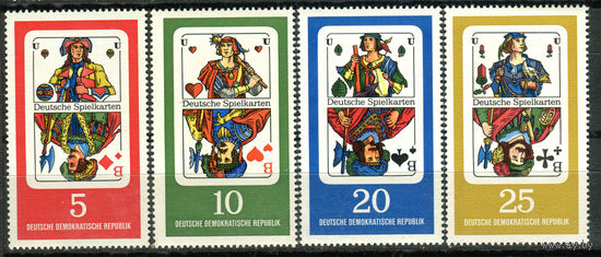 ГДР - 1967г. - Немецкие игральные карты - полная серия, MNH, 1 марка с полосами на клее [Mi 1298-1301] - 4 марки