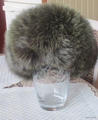Шапка зимняя натуральная кожа мех песца