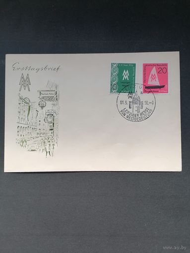ГДР 1956 КПД с двумя марками серии "Торговая ярмарка в Лейпциге" (спецгашение) Mi.536-537 каталог 1.50 евро