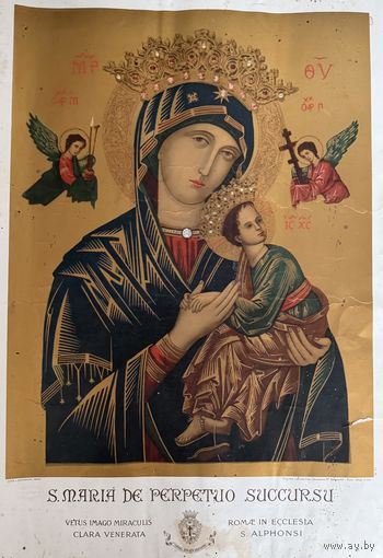 Старинная литография Божией Матери 1920-е года