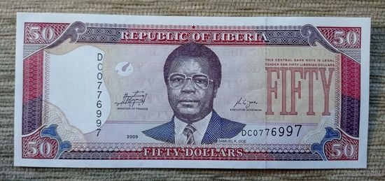 Werty71 Либерия 50 долларов 2009 UNC банкнота