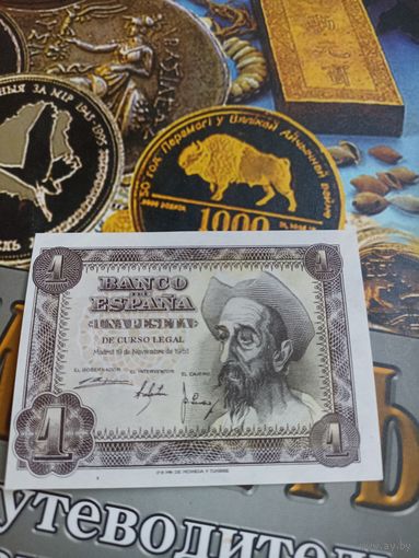 ИСПАНИЯ 1 песета 1951 год( нечастая
