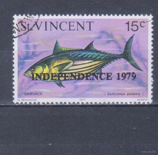 [1333] Сент-Винсент 1979. Фауна.Рыба.15 с. НАДПЕЧАТКА.Гашеная марка.