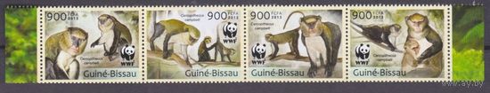 2013 Гвинея-Бисау 6644-6647strip WWF / Фауна - Обезьяны 12,00 евро