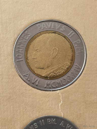 Ватикан 500 лир 1984 г. ( Год мира , из набора)