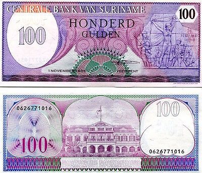 Суринам 100 гульденов образца 1985 года UNC p128b