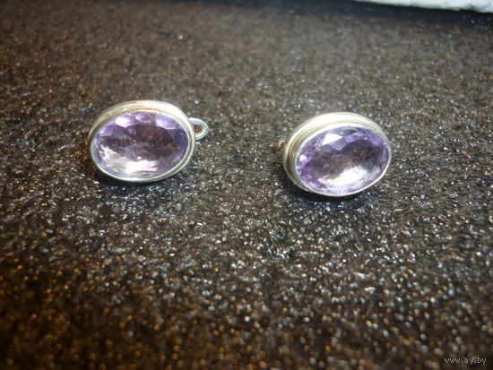 Серьги С Натуральными Аметистами 925