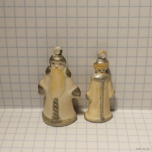 Елочные игрушки Малютка 1 Дед Мороз и Снегурочка СССР, цена за две игрушки