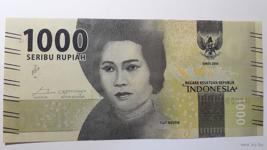 Индонезия, 1000 рупий 2016 г. Серия ААА. UNC.