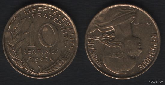 Франция _km929 10 сантим 1967 год (_10