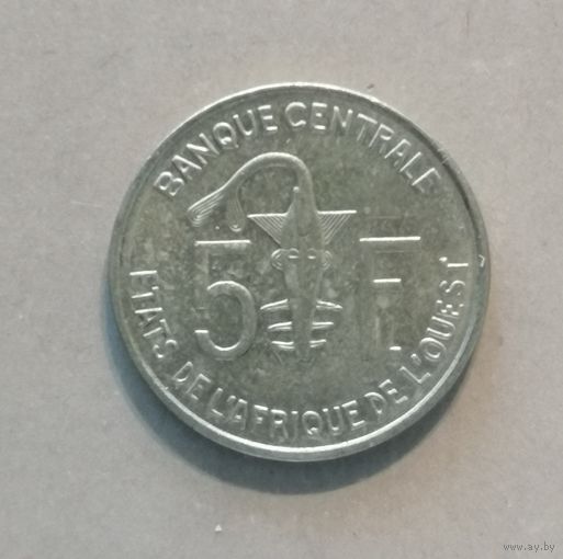 Западная Африка (ВСЕАО) 5 франков, 2017 г., КМ# 2а