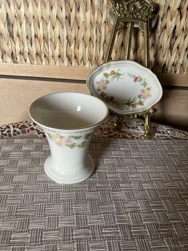 Ваза и Тарелочка Набор Нежные цветы Англия Wedgwood винтаж