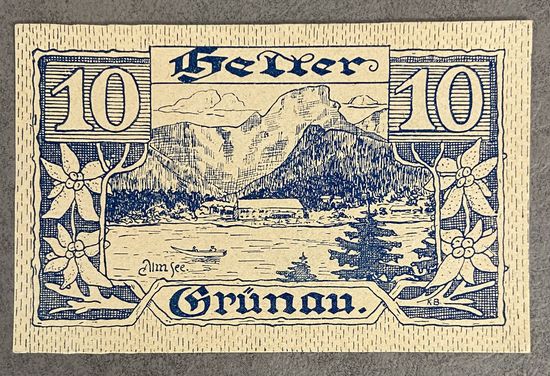 Нотгельды Австрия Грюнау 10 геллеров 1920 год