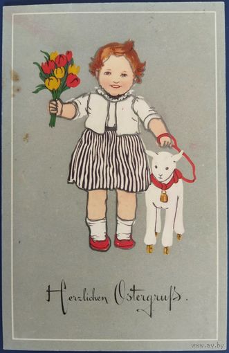 Детская пасхальная открытка. Швейцария. 1917 г.