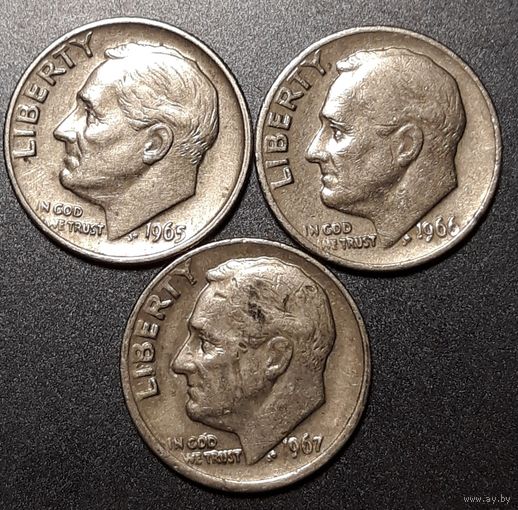 Дайм (10 центов) 1965.1966.1967  США