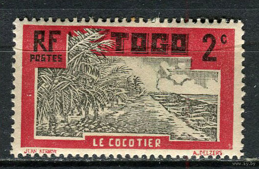 Французские колонии - Того - 1924 - Кокосовая плантация 2С - [Mi.66] - 1 марка. MH.  (Лот 40Jw)-T9P1