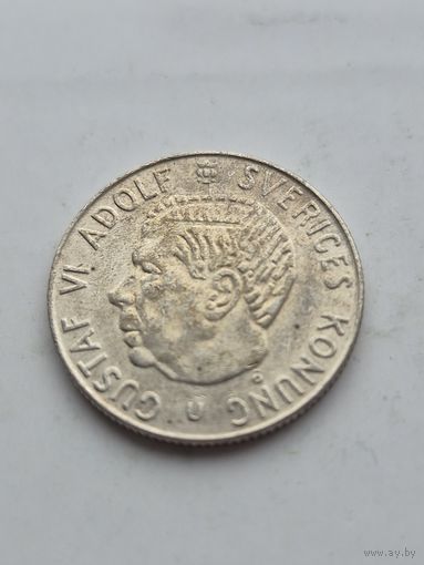 1 крона 1964 года Швеция. Серебро 400. Монета не чищена. 45412