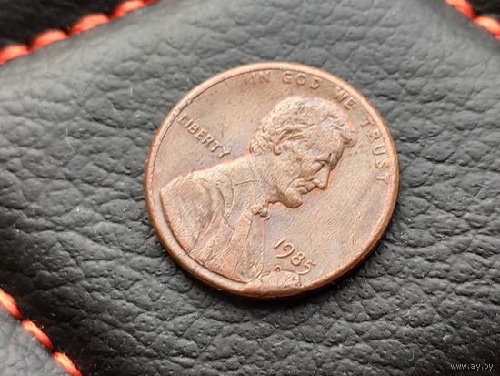 США. 1 цент 1985 D (Lincoln Cent). Брак, выкрошка. Нечастый! Торг.