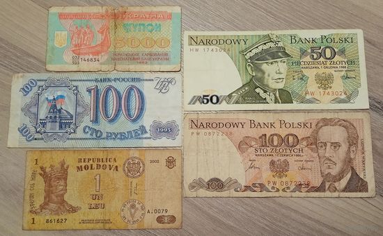 5 банкнот стран Европы