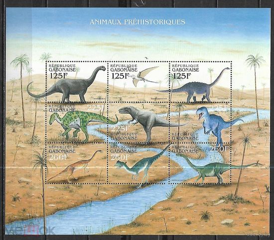 Фауна Доисторические животные Динозавры Габон 2000  MNH