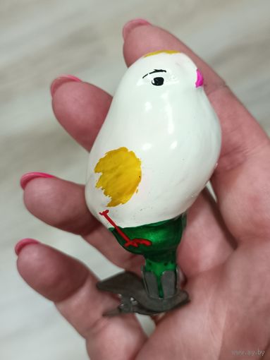 Елочные игрушки, стекло, ципленок, птичка, птинец